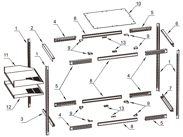 Vevor-HT-W6412-Adjustable-Open-Frame-Server-Fig-1