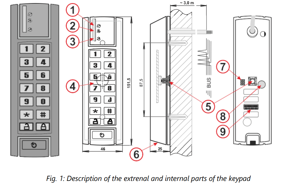 JABLOTRON-JA-123E-Bus-Outdoor-keypad-figure-1