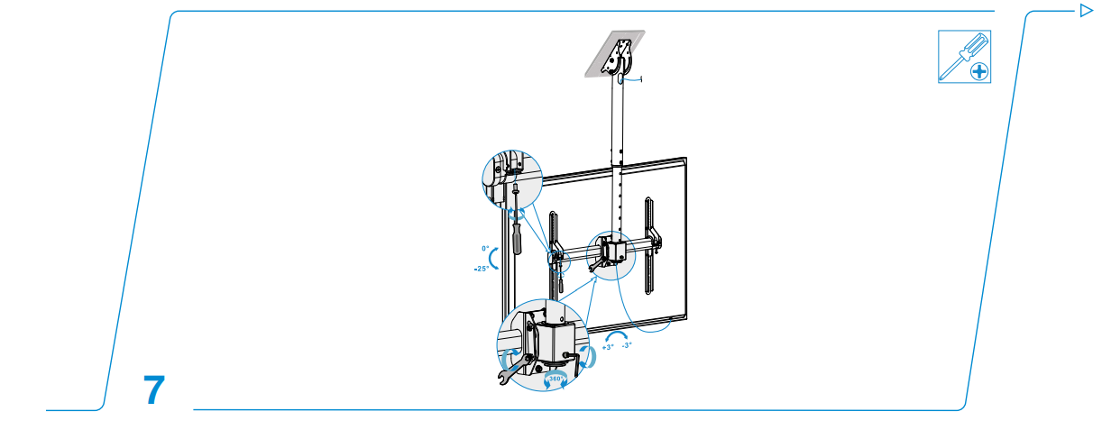 TV tilt adjustment demonstration on the mount
