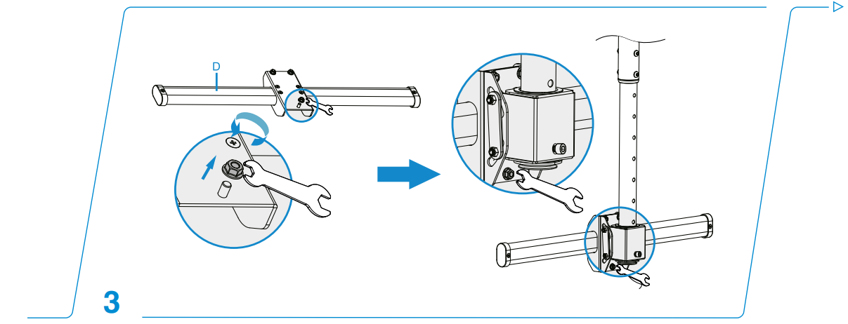Telescopic pole adjustment on the ceiling mount