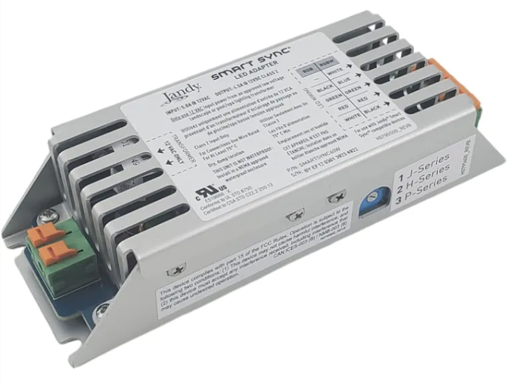 JANDY IWCSS60W Smart Sync LED Adapter installed in a pool equipment enclosure