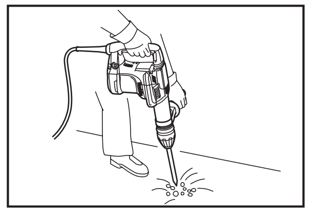 Close-up of the hammer’s bit release mechanism for SDS-MAX chisels