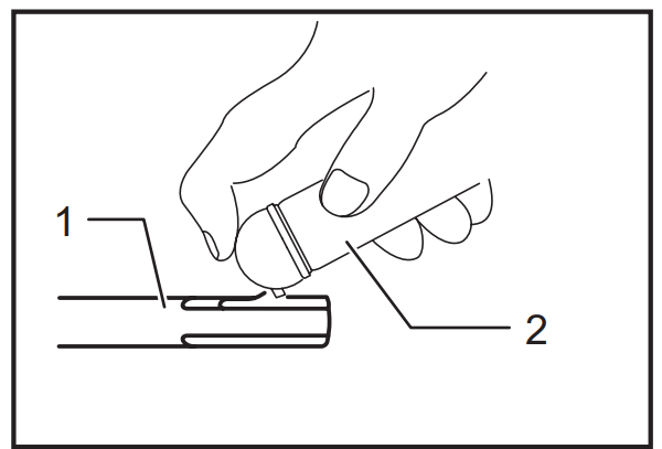 Power-ON indicator lamp glowing green on the demolition hammer