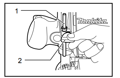 Close-up of Makita RP0900 plunge router bit