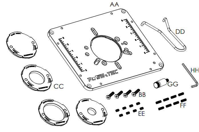POWERTEC-71850-Router-Table-Insert-Plate-figure-2