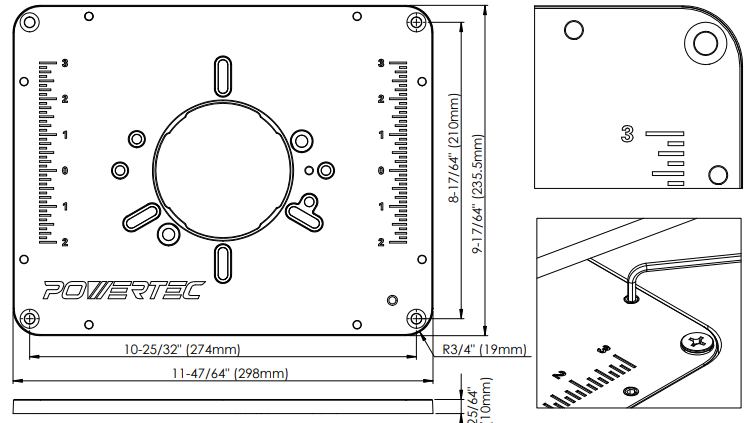 POWERTEC-71850-Router-Table-Insert-Plate-figure-3