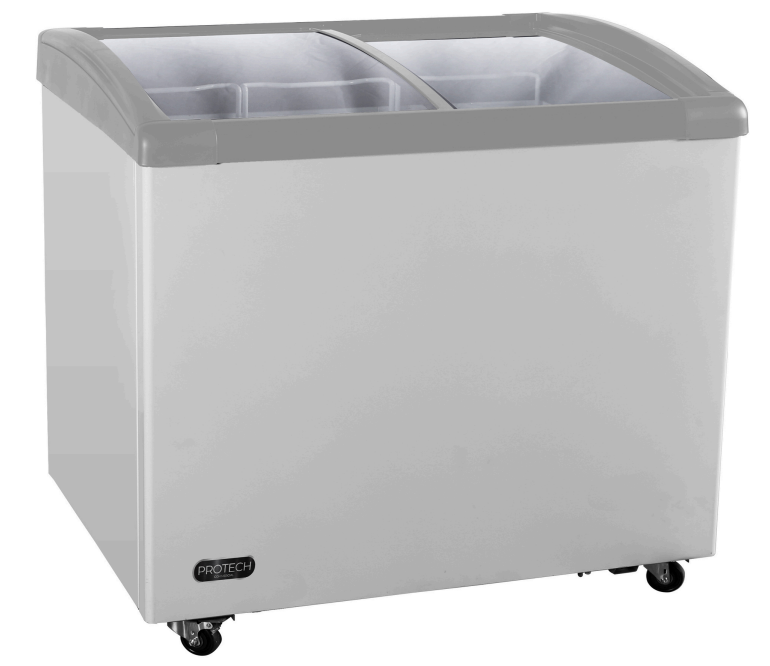 PROTECH DSF-401WG Merchandiser Refrigerator dual sliding glass doors and durable steel exterior