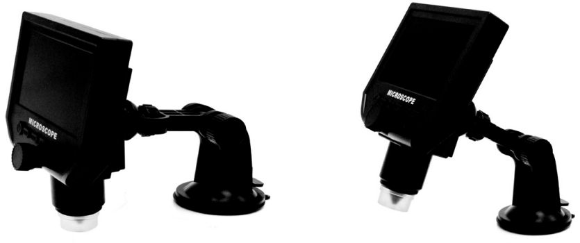 Universal support and silicone suction cup of QC3193 microscope on a glass surface