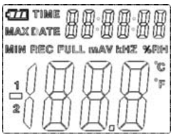 LCD display showing real-time temperature and humidity readings on datalogger