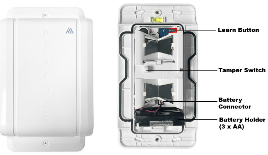 Outdoor motion detector mounted on a wall
