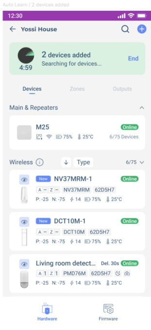Close-up of battery compartment inside the detector