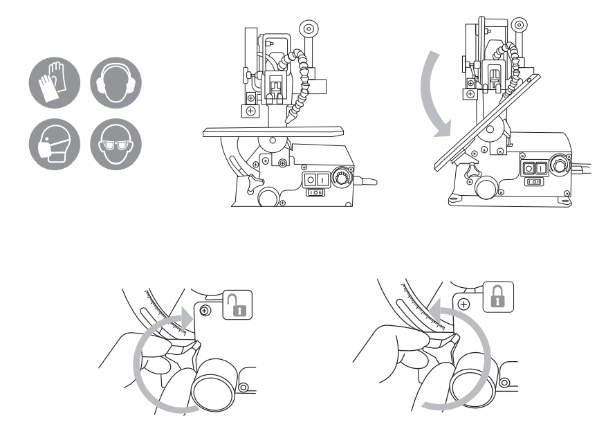 Detail of LED light illuminating the cutting area