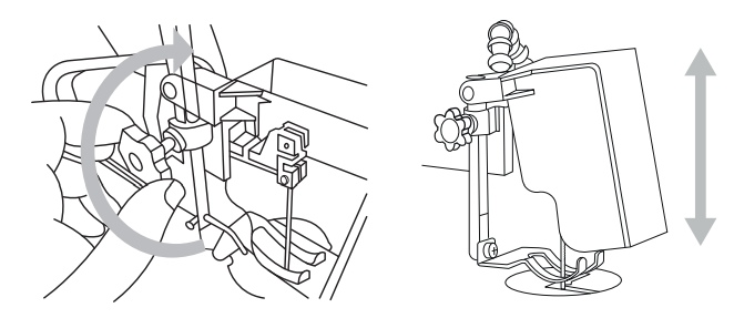 Ronix 5701 scroll saw showing blade tension adjustment