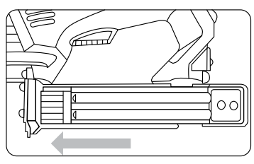 Illustration of nailer components including magazine, trigger, and hex wrench