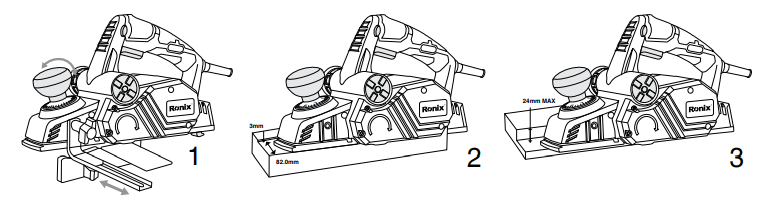 Rear view of the planer highlighting the dual dust extraction ports