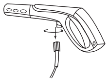 Attaching the lance to the high-pressure gun for assembly.