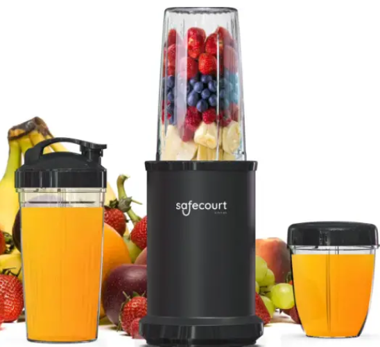 Safecourt BL400 Kitchen Power Blender with large and small containers ready for use