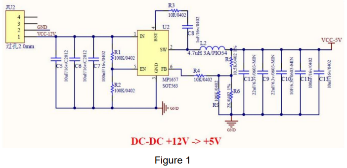 Wiring diagram illustrating voltage input and connection pins
