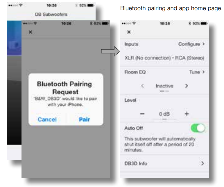Audio level and sensitivity adjustment controls in an app