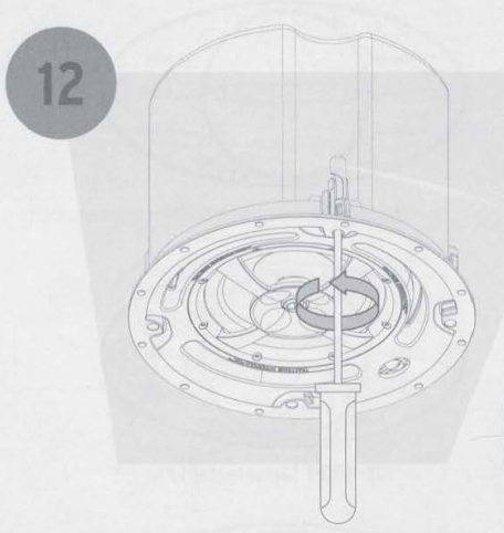Step-by-step visual showing placement of the support ring into the ceiling